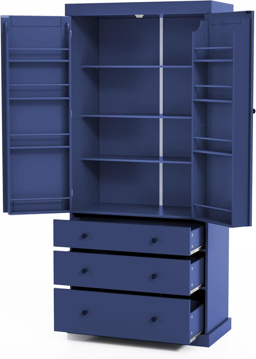 JIJIWANG 77inch Farmhouse Kitchen Pantry Storage Cabinet with Adjustable Shel...