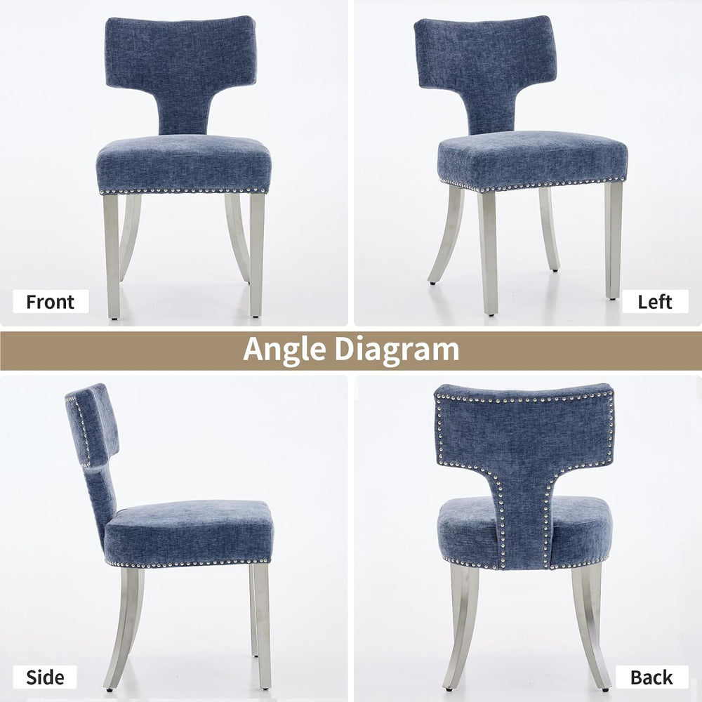 Shenyon Mid Century Modern Dining Chairs Set of 6, Chenille Fabric Upholstere...