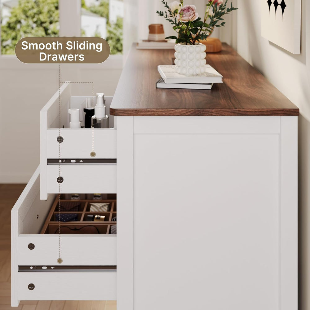 Gizoon Farmhouse 7 Drawers Dresser, White Chest of Drawers
