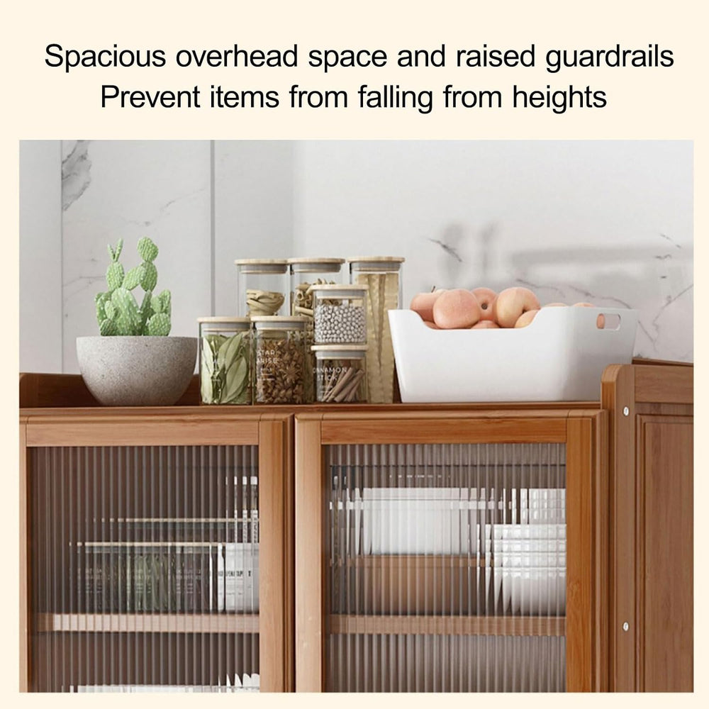 Tall Freestanding Food Storage Cabinet, Kitchen Pantry Storage Cabinet with D...