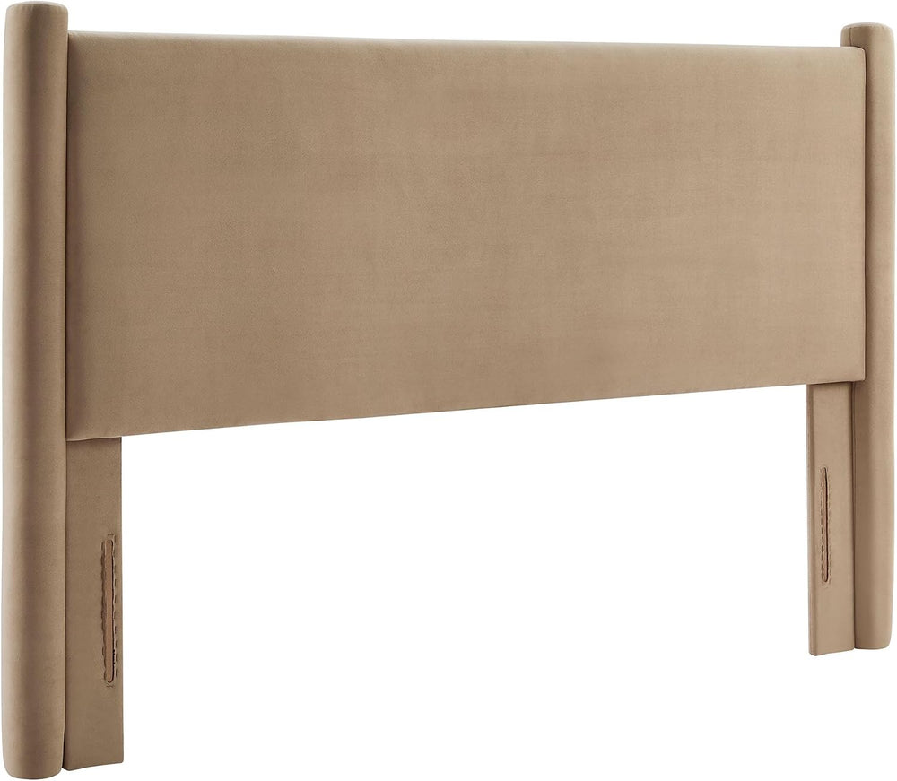 Modway Rael Queen Upholstered Headboard with Pillars in Taupe – Velvet Headbo...