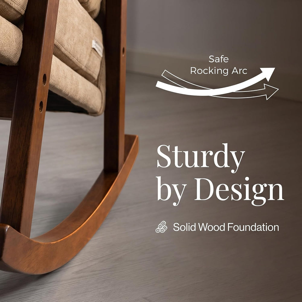 Modern Upholstered Rocking Chair Set of 2 with Solid Wood Frame