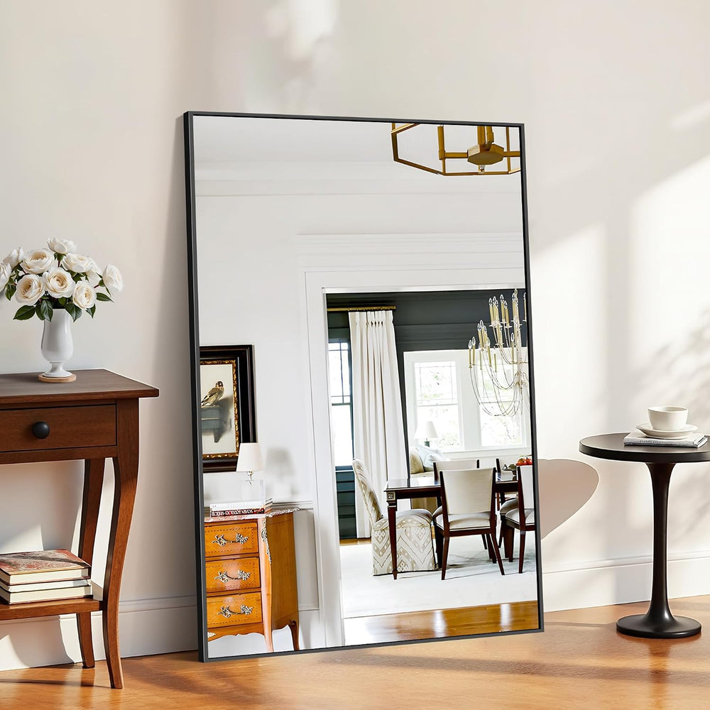 60x40 Inch Large Black Wall Mounted Mirror,Aluminum Framed Decorative Rectang...