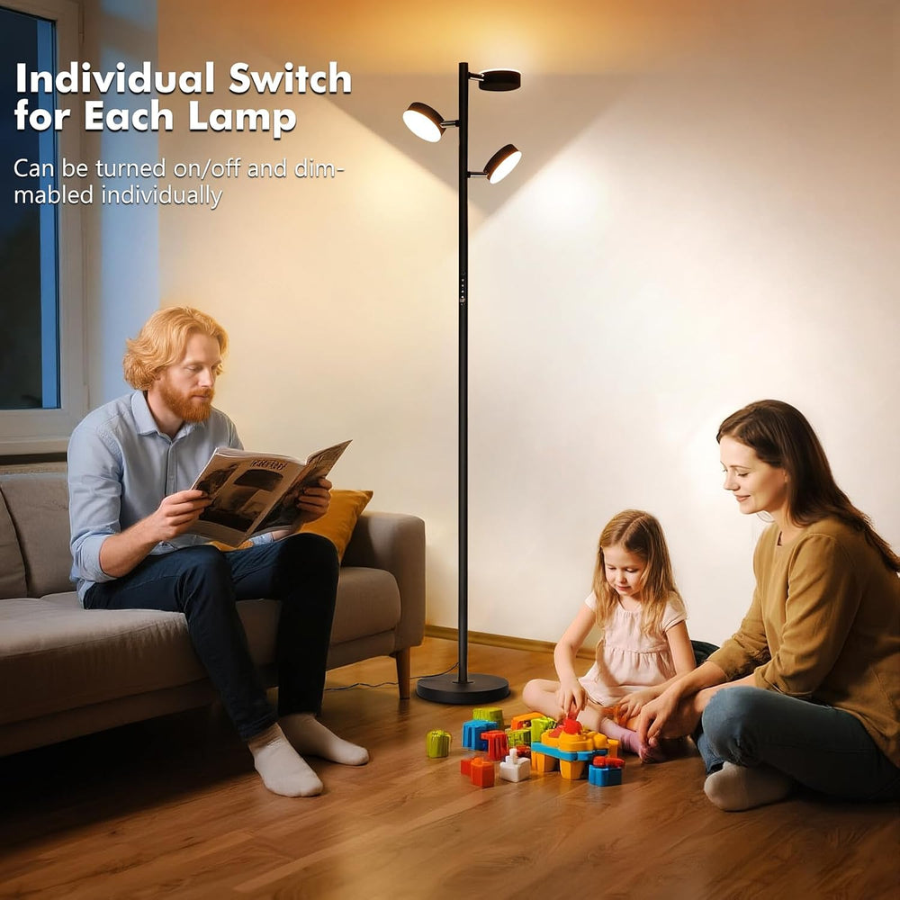 Tree Floor Lamp for Living Room - Modern Black Standing Lamp