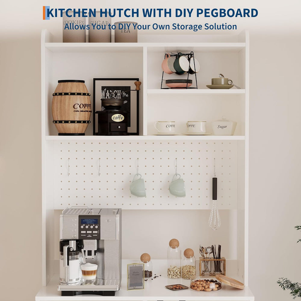 71" Tall Pantry Cabinet with 2 Glass Doors, Freestanding Kitchen Storage...