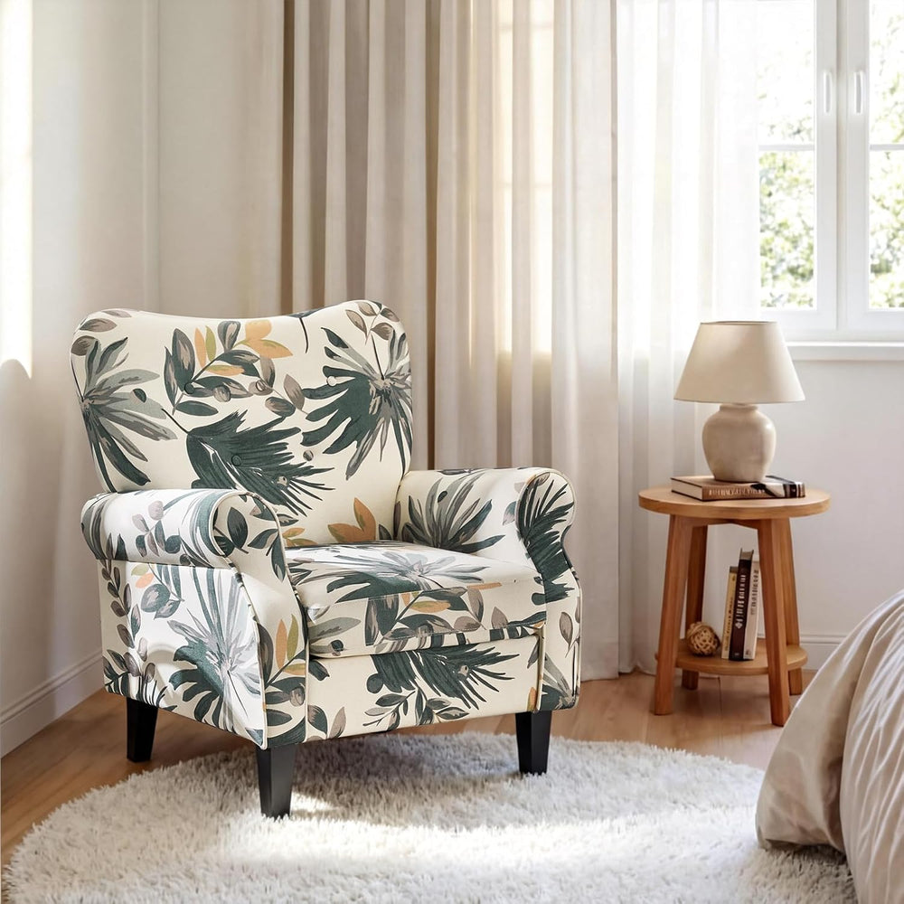 YOLENY Mid Century Wingback Arm Chair, Modern Upholstered Fabric High Back Ac...