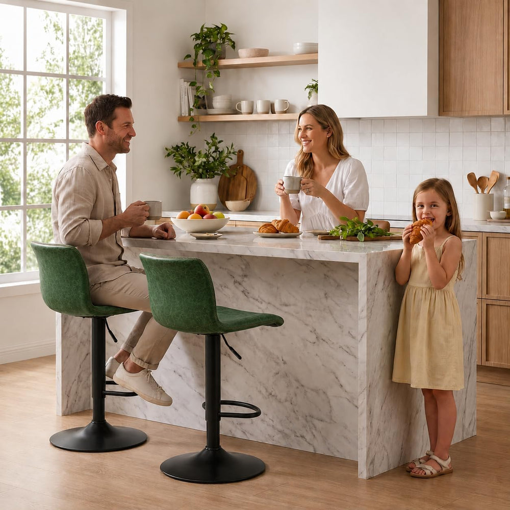 Adjustable Bar Stools Set of 3 for Kitchen Island, Green
