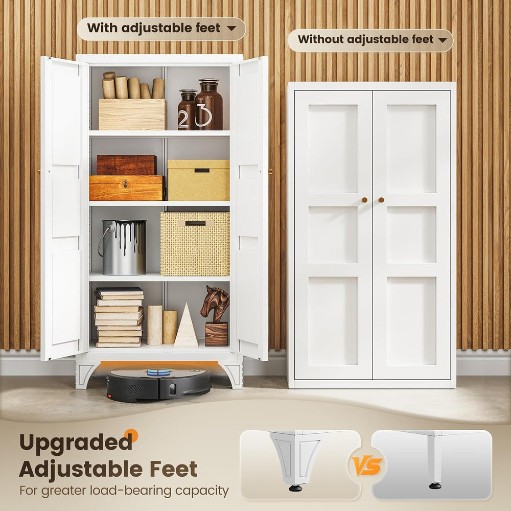 Yizosh Metal Storage Cabinet with Doors and 3 Adjustable Shelves - 47" W...