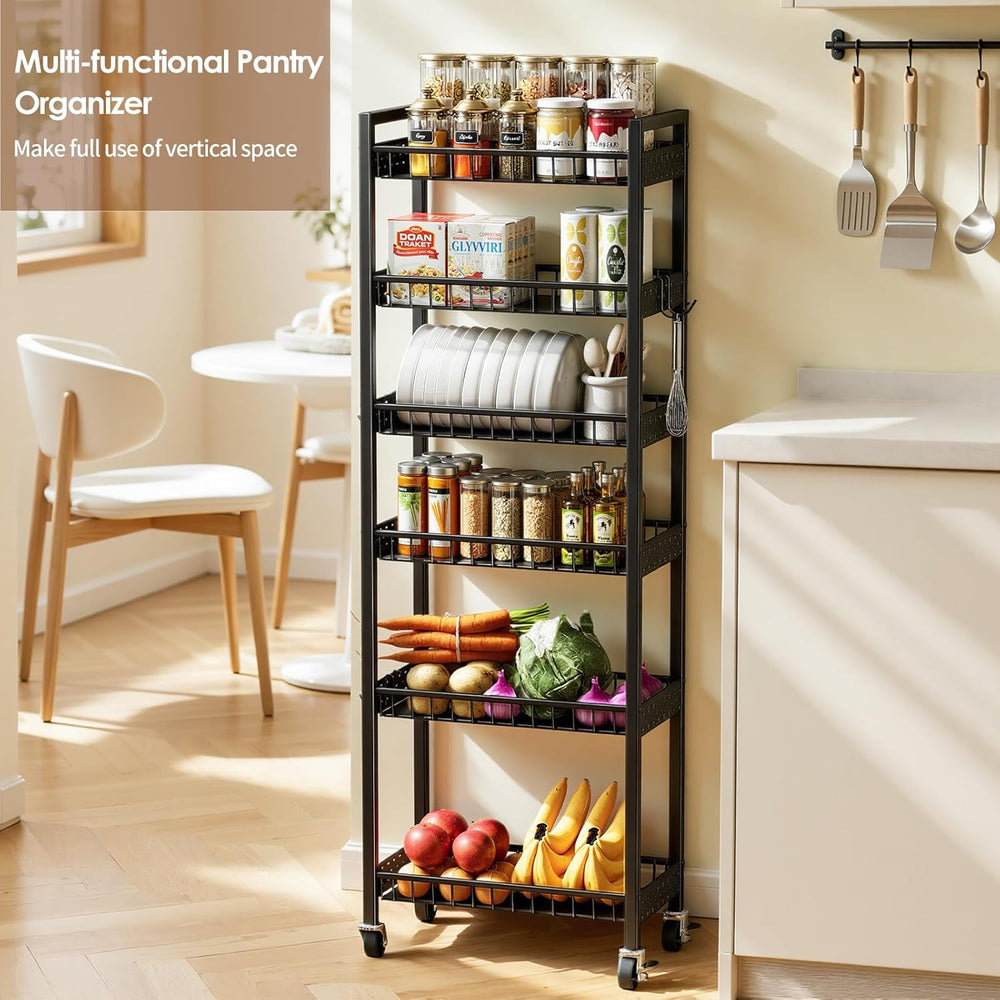 6 Tier Slim Storage Cart, Narrow Rolling Cart with Wheels, 10in(W) | Narrow M...