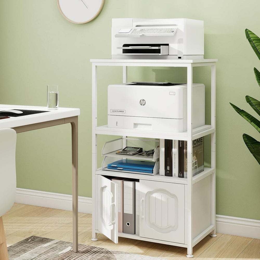 Natwind 4 Tier Printer Stand, File Cabinet w/Adjustable Open Shelves,White | ...