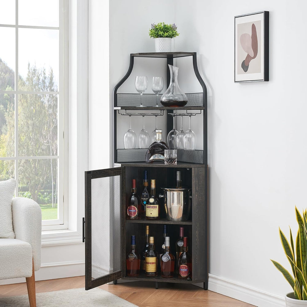 Garvee Corner Wine Rack Cabinet for Liquor Cabinet with Adjustable Shelves, 6...