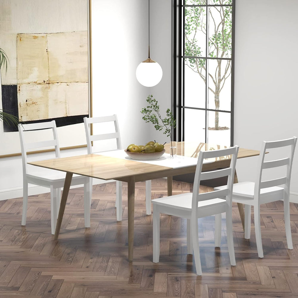 Giantex Wood Dining Chairs Set of 4 White - Wooden Armless Kitchen Chairs wit...