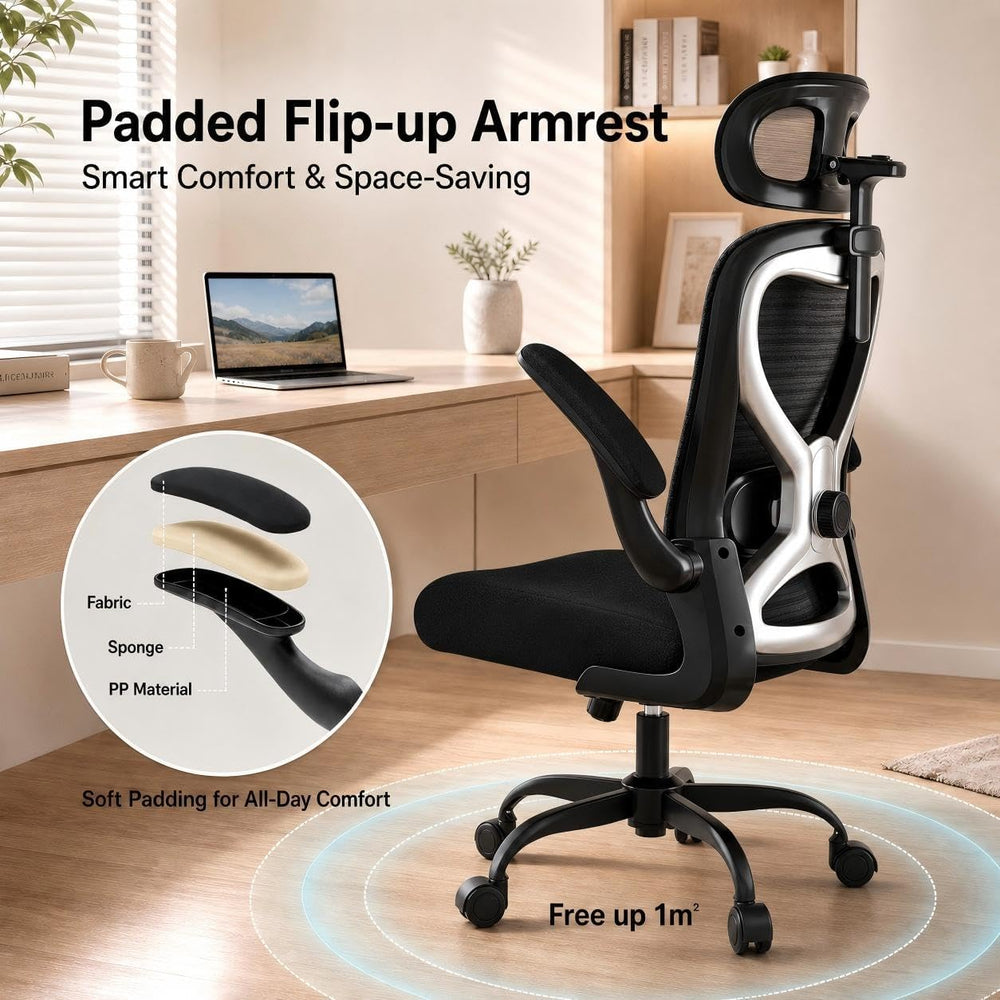 Home Office Desk Chairs, Ergonomic Office Chair with Lumbar Support & 3D ...