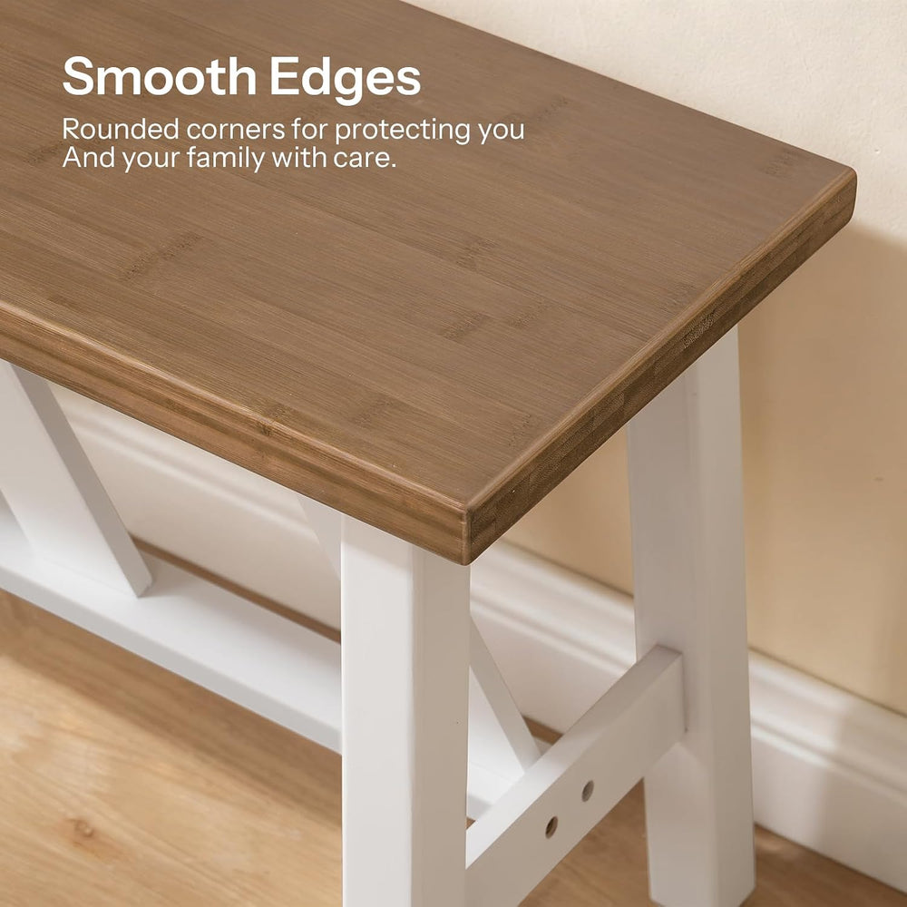 HOOBRO Bamboo Dining Bench, 39.4 inch Farmhouse Kitchen Table Bench, Solid Ba...