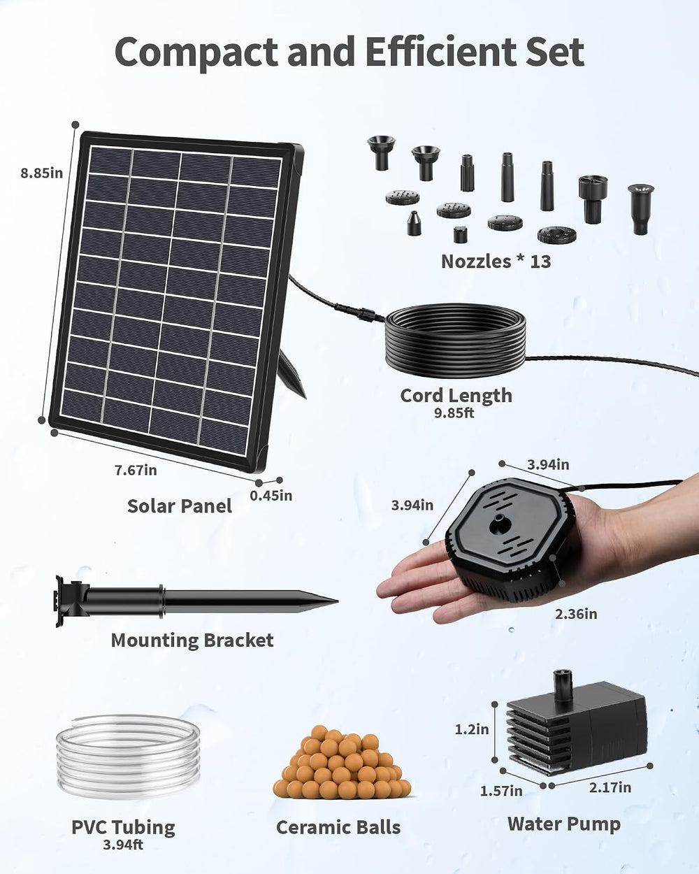 POPOSOAP 6.5W Solar Pond Filter with Battery Backup Fountain Pump