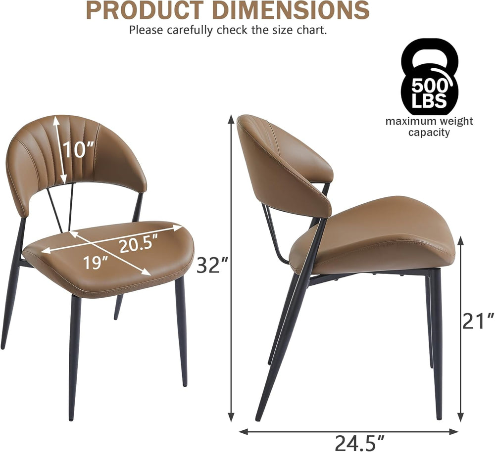 PU Leather Dining Chairs Set of 6, Mid Century Modern Dining Chairs with Stit...
