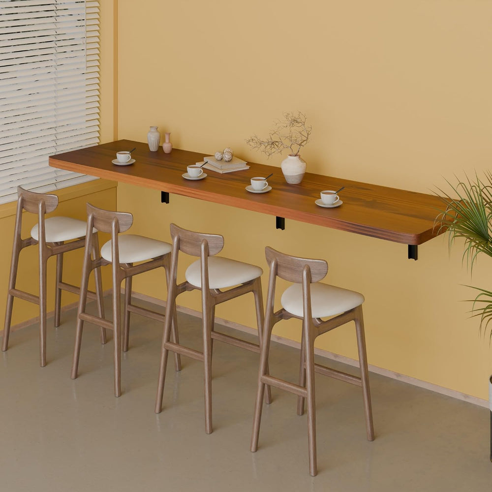 IAE Wall Mounted Folding Table with Pine Wood,60" x 16"Floating Wal...