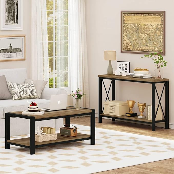 BON AUGURE Farmhouse Entryway Table, Sofa Console Table Behind Couch for Livi...