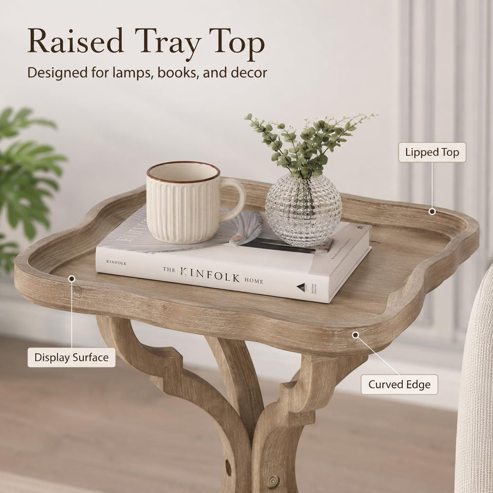 French Country Accent Table, Farmhouse Side Table (Natural B) | 19 Inch Fir W...