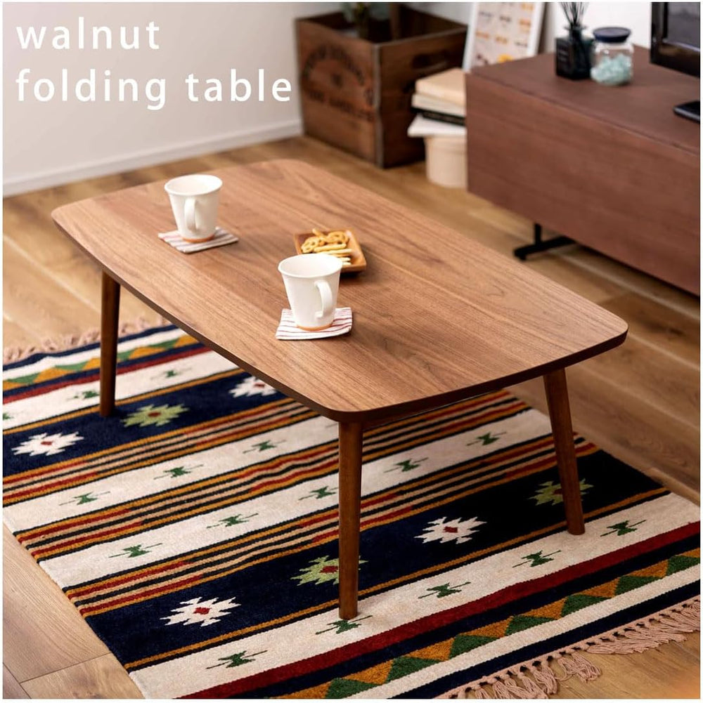 AZUMAYA Folding Legs Coffee Table W41.3 x D20.5 x H14.0 in Natural Walnut and...