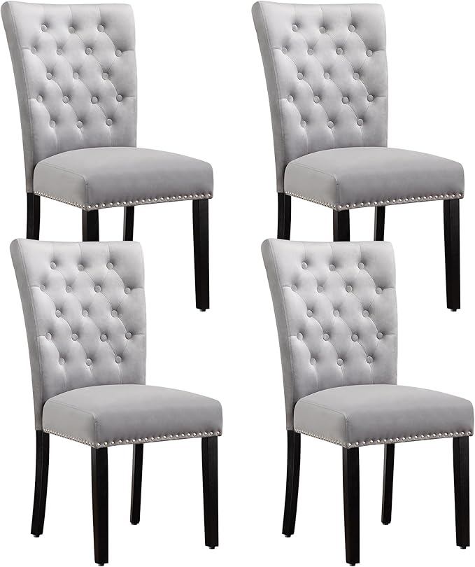 Velvet Dining Kitchen Chair Set of 4, Parsons Upholstered Dining Room Chair, ...