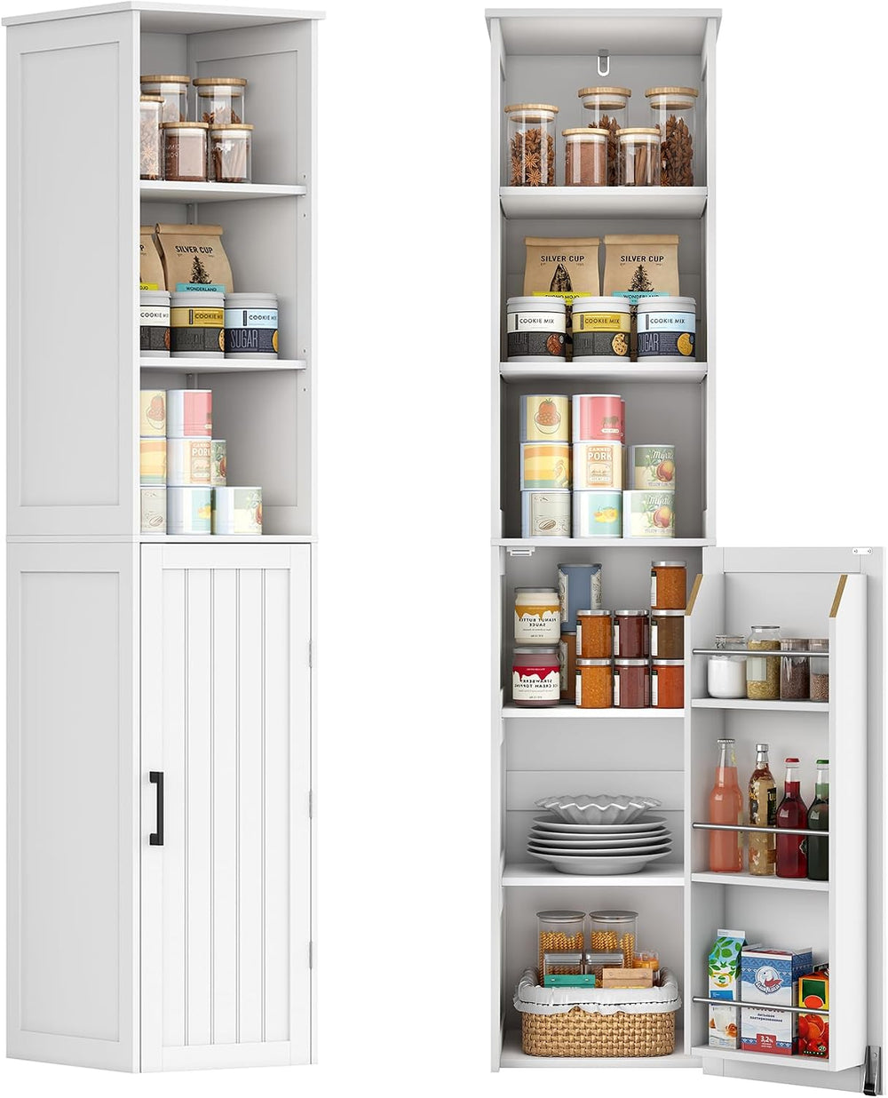 ChooChoo Narrow Kitchen Pantry Storage Cabinet, Slim Storage Cabinet with Adj...