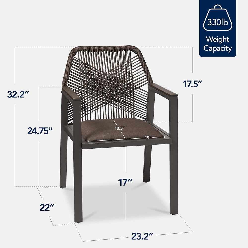 Best Choice Products Outdoor Dining Arm Chair Set of 2, Aluminum Frame with A...