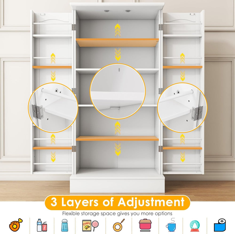 kepptory 47โ Pantry Cabinet, Kitchen Pantry Storage Cabinet with Doors and Ad...