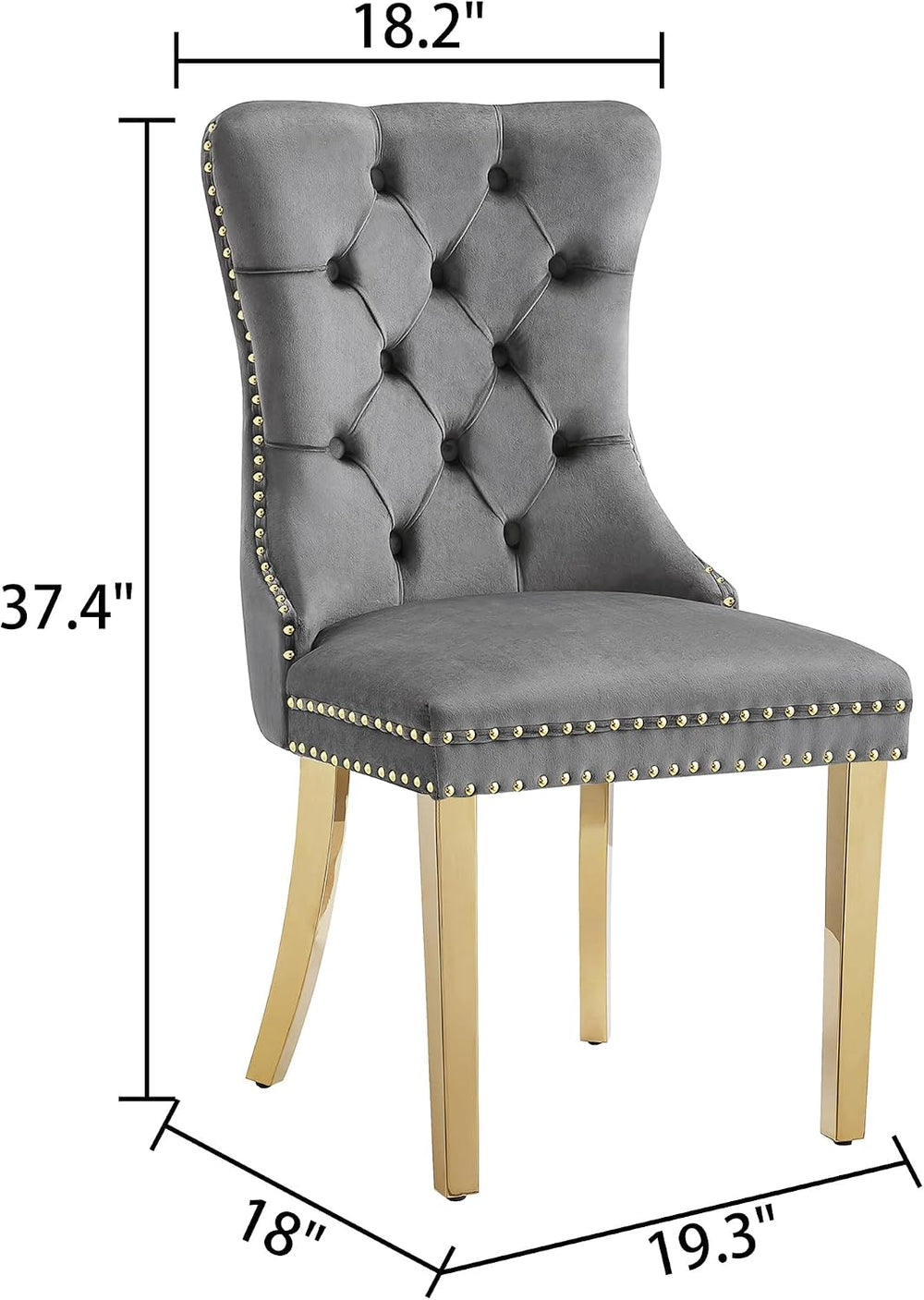 Grey Velvet Dining Chairs Set of 4, Mid Century Modern Kitchen & Dining R...