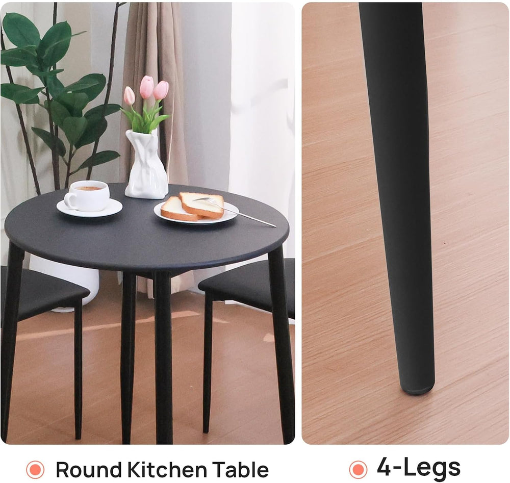 Round Dining Table Set for 2, 3-Piece Wood Tabletop Samill Kitchen Table and ...