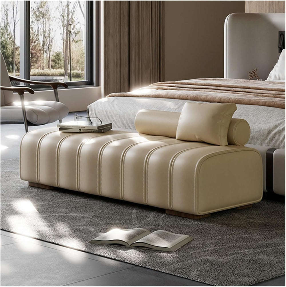 Modern Faux Leather Upholstered End of Bed Bench Modern Long,Rectangular Acce...