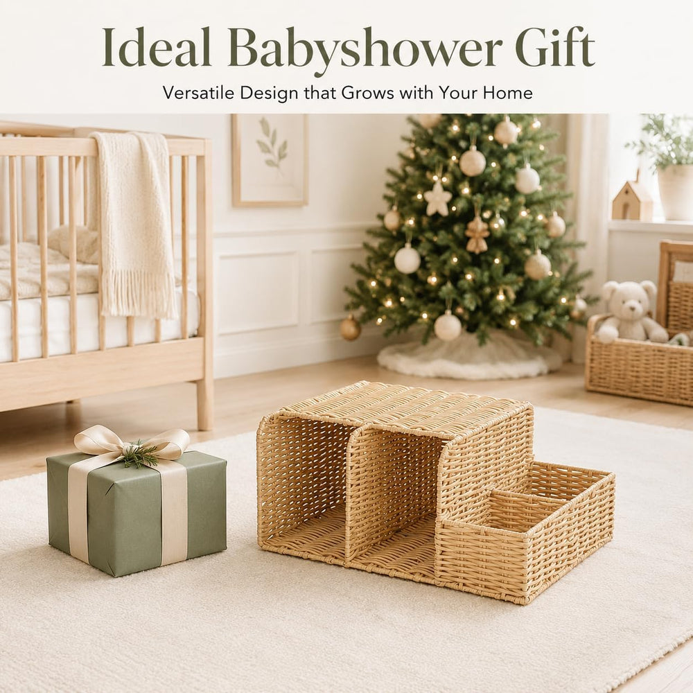 Rattan Diaper Caddy Organizer for Changing Table