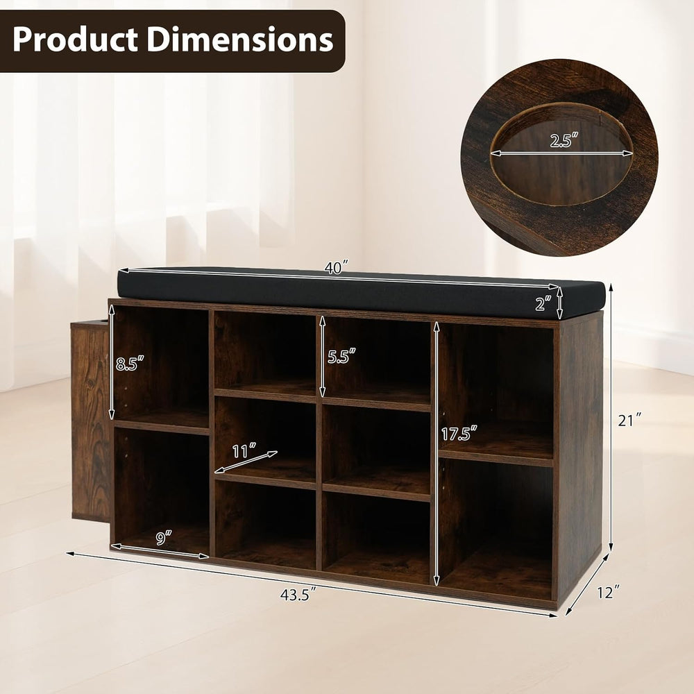 Tangkula Shoe Storage Bench with Umbrella Holder, 40" Shoe Organizer wit...
