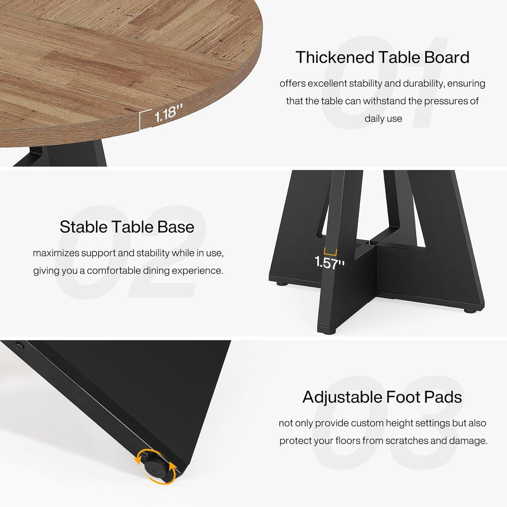 Tribesigns 47 inch Round Dining Table Wood Kitchen Table for Dining Room, 47&...