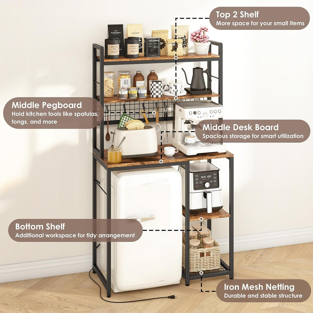 Multi-Functional Mini Fridge Stand, Mini Fridge and Microwave Storage Shelves...