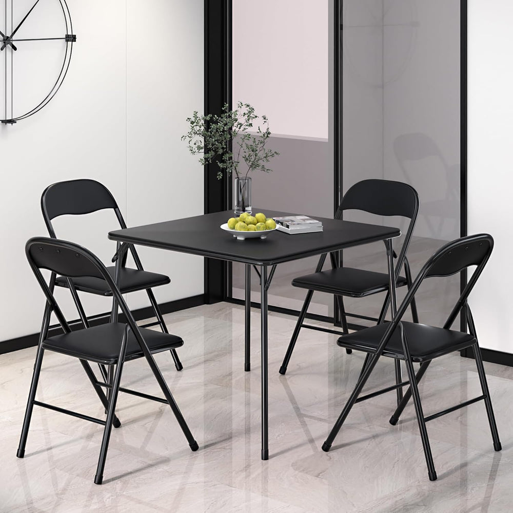VECELO Folding Chairs Set for Office, Indoor Outdoor, Black