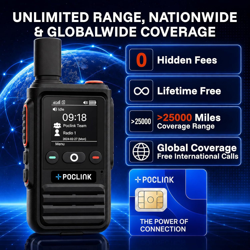 Lifetime Free Global Walkie Talkies Long Range, POC-1 Lite, 4G LTE Unlimited ...