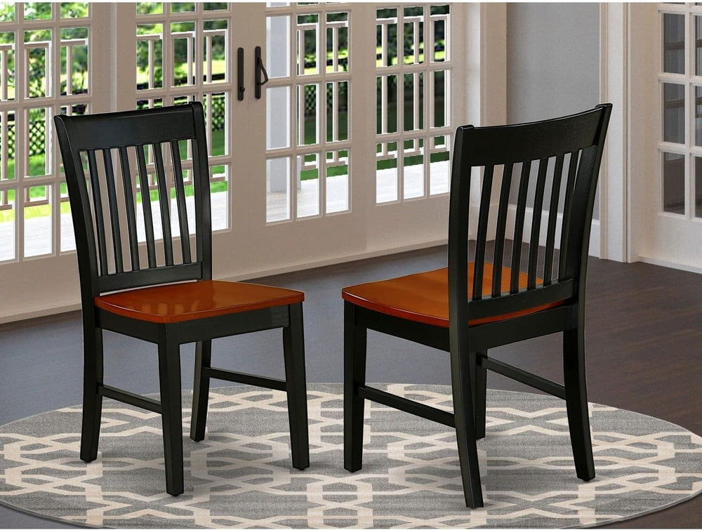 East West Furniture NFC-BCH-W Norfolk Dining Chairs - Slat Back Wood Seat Kit...