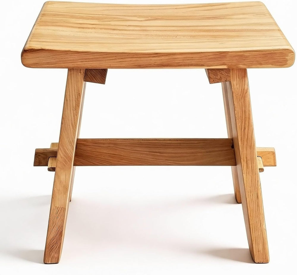 18" Teak Shower Bench Solid Wood Stool 800 lb Rustic Waterproof Seat
