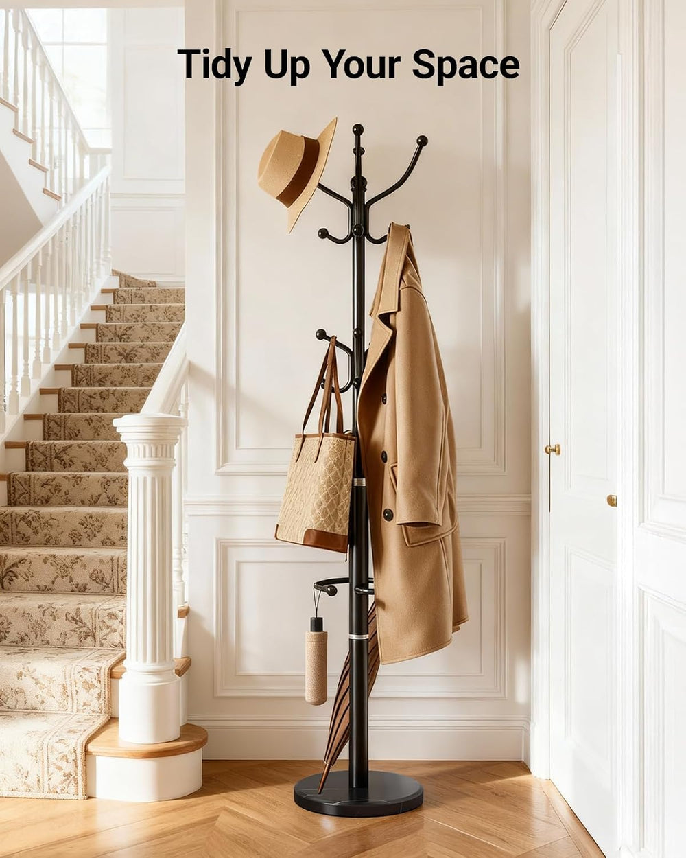Pipishell Metal Heavy Duty Coat Rack with Sturdy Marble Base, Coat Tree with ...
