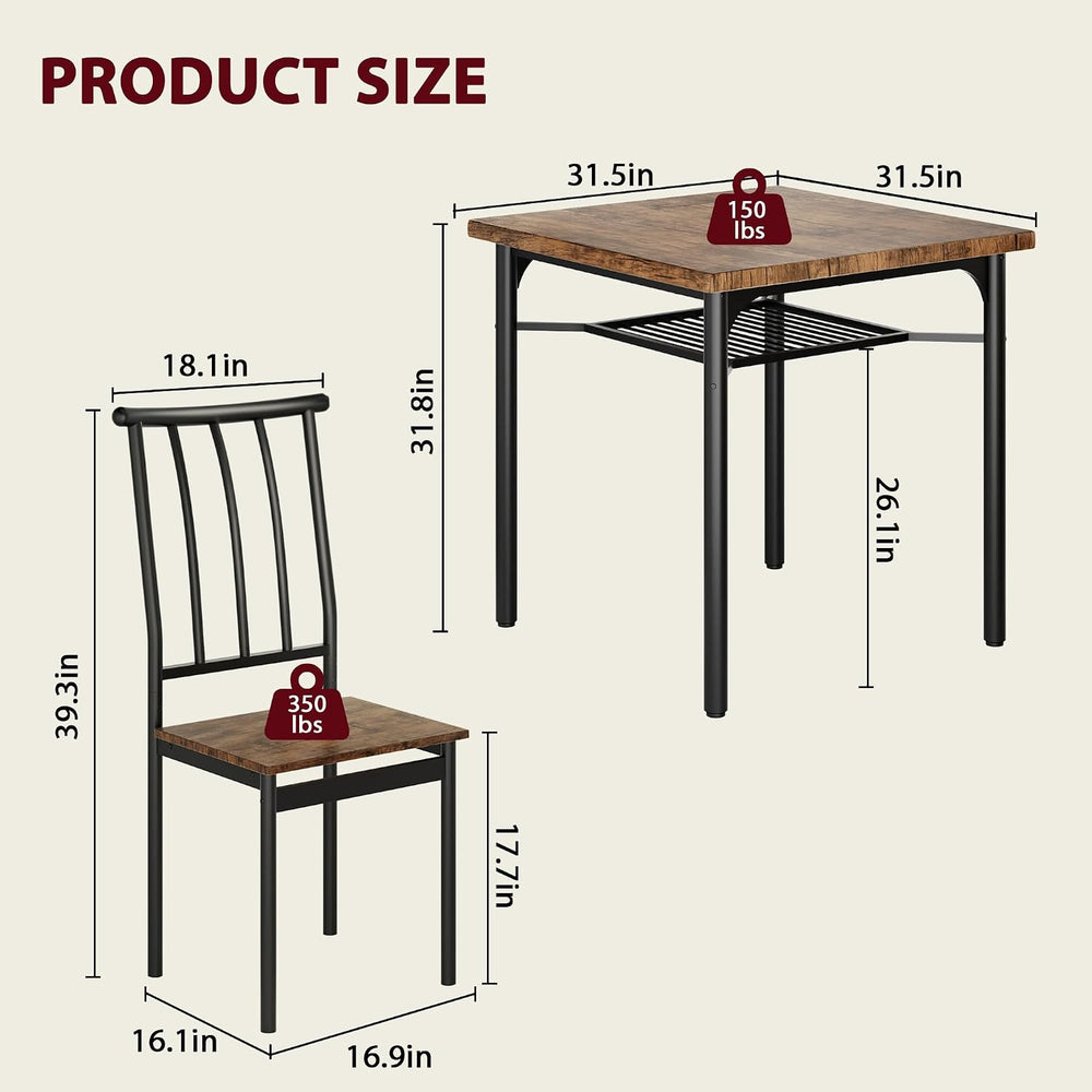 IDEALHOUSE 3-Piece Kitchen Dining Room Table Set with Wine Rack, Dining Table...