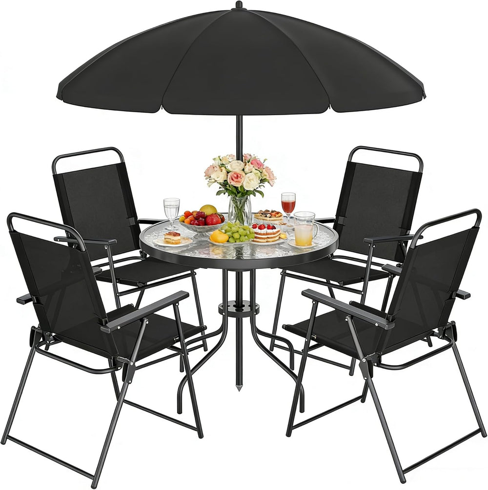 Shintenchi 6 Piece Outdoor Patio Furniture Set, Small Outdoor Patio Dining Ta...