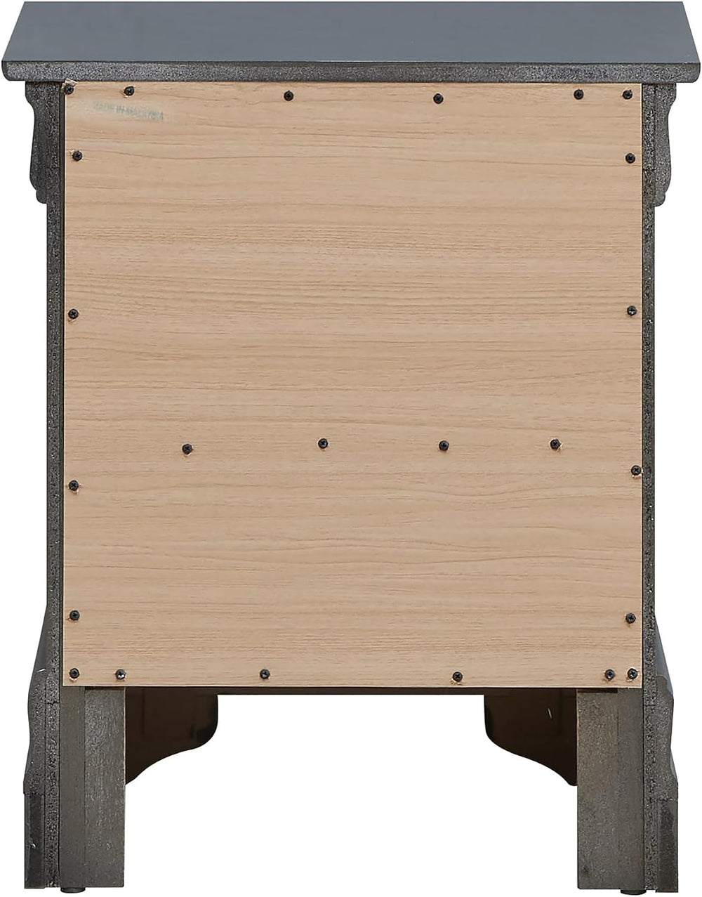 Sleek Metallic Black Nightstand with Drawers ,for Small Spaces