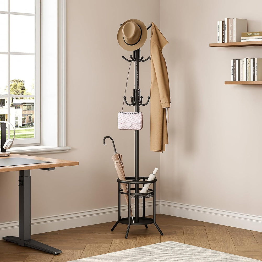 ELYKEN Coat Rack Freestanding, Metal Coat Rack with Umbrella Holder