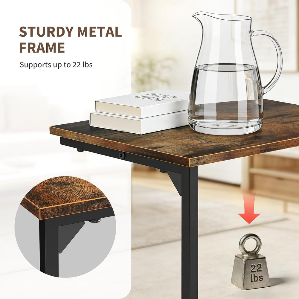 C Shaped End Tables Set of 2, Couch Tables that Slide Under Sofa, High Table ...