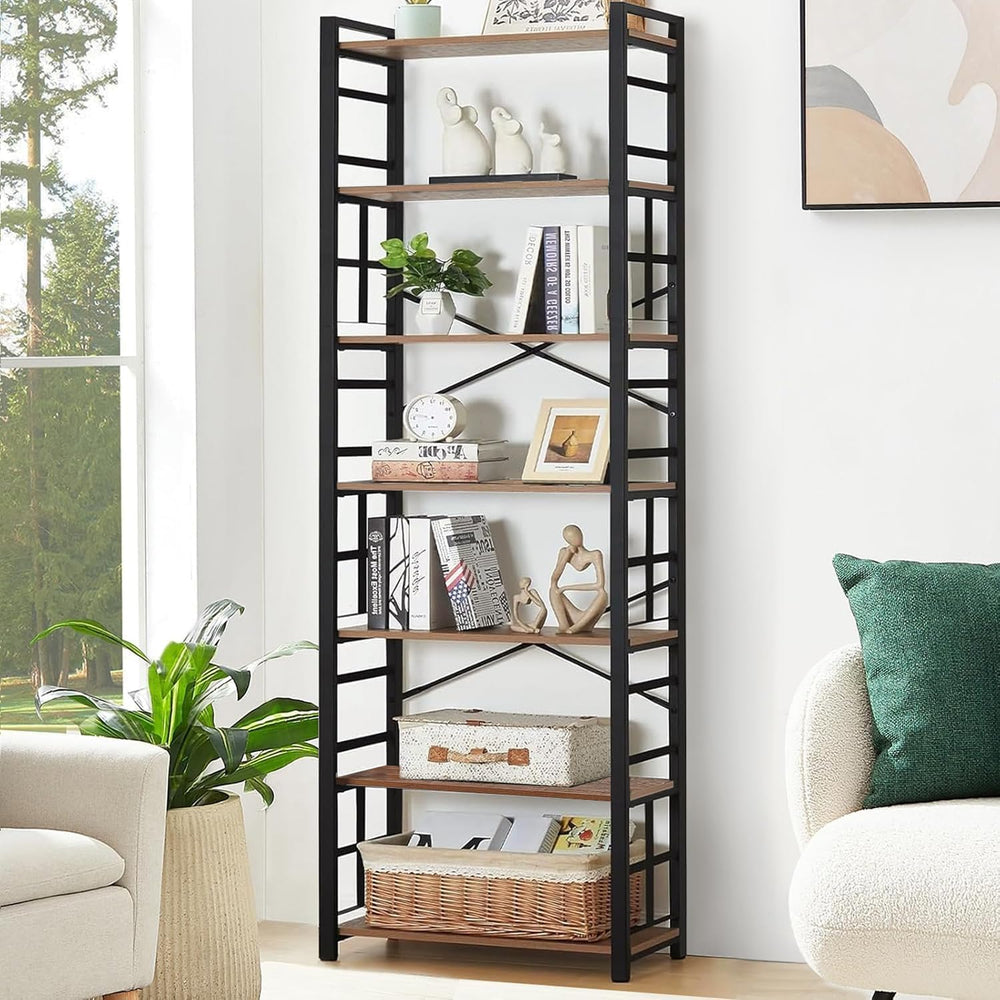 Hombazzar 7 Tier Bookshelf,84 inch Tall Bookshelf,Brown