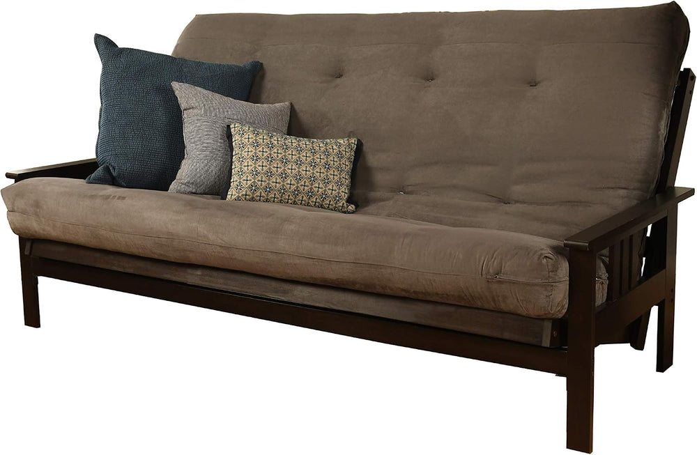 Kodiak Furniture Monterey Queen-size Futon, Espresso Finish with Suede Gray M...