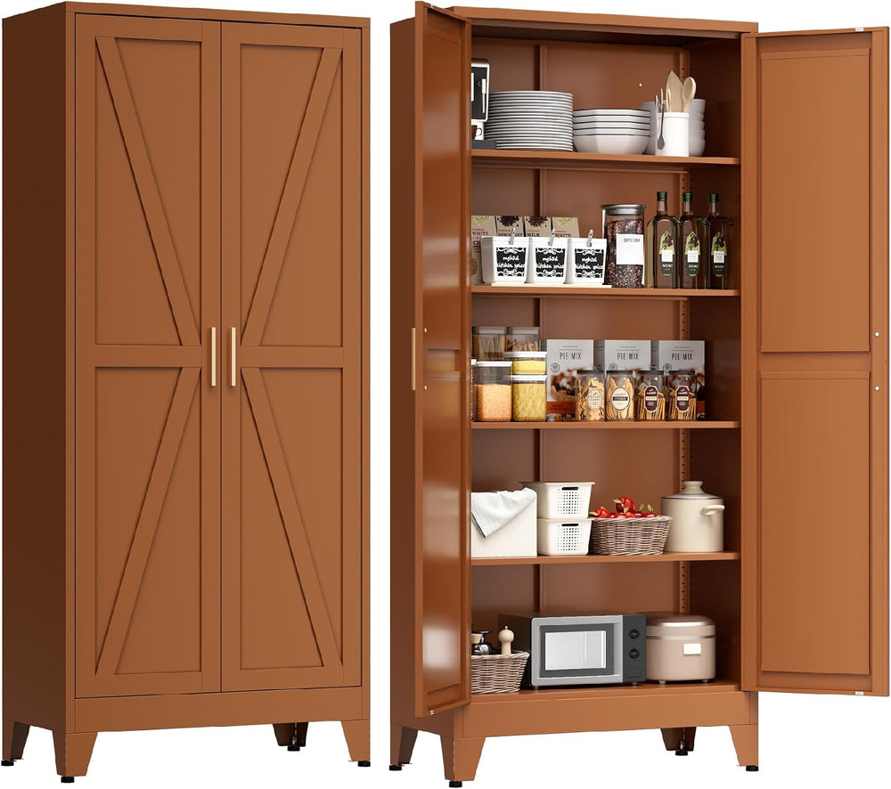 LCAOPC 71" Tall Metal Storage Cabinet with 2 Doors and 4 Adjustable Shel...