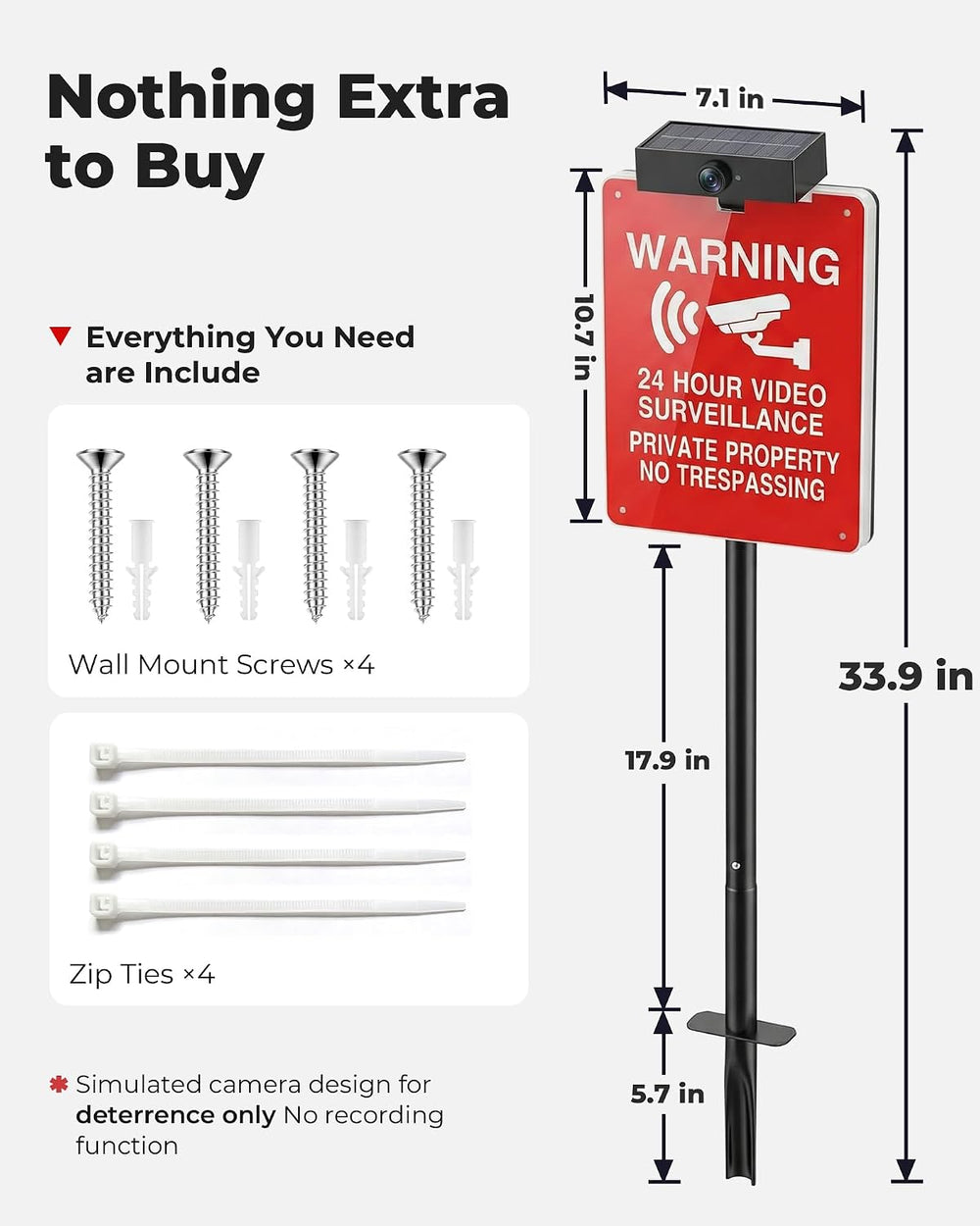 2 Pack Solar No Trespassing Signs Private Property, Solar Powered Yard Signs ...