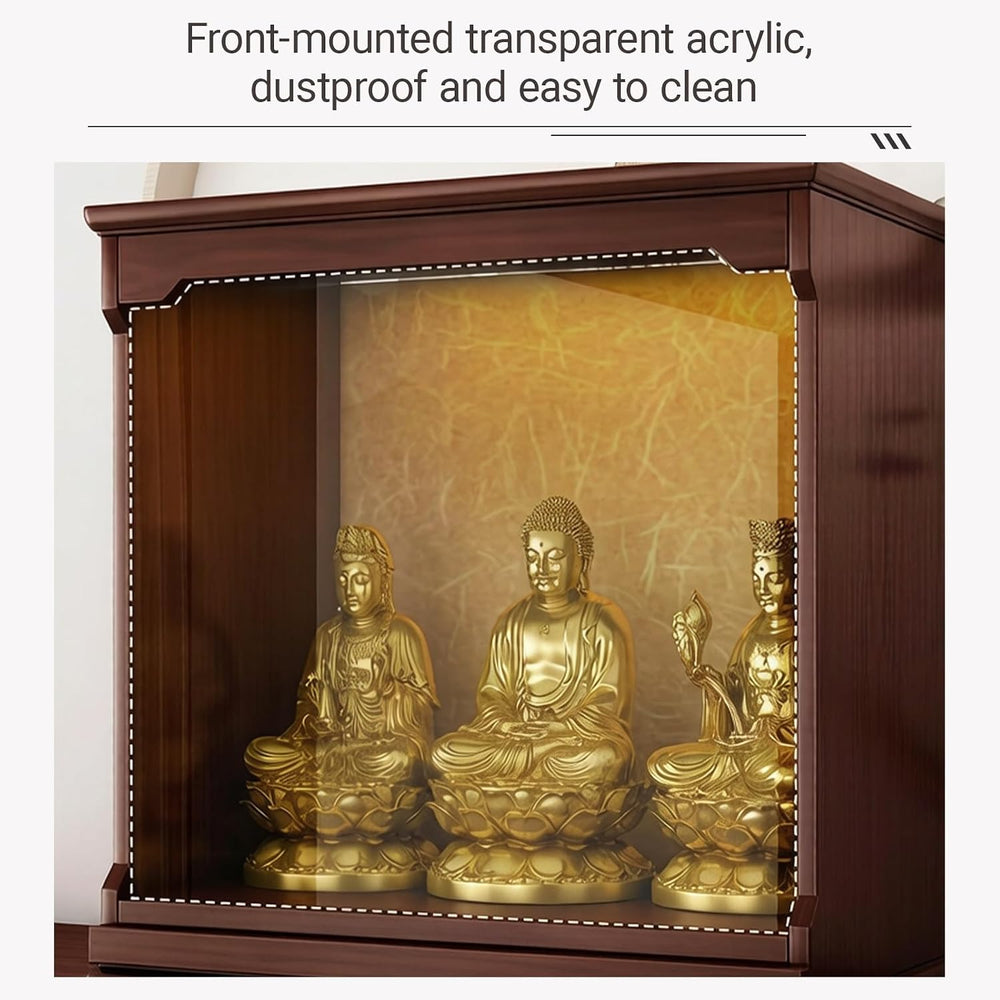 Solid Wood Tabletop Buddhist Table with Pull-Out Drawer, Tribute Personal Shr...